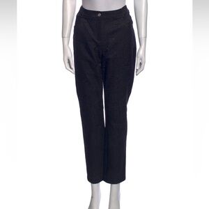 St. John Straight Leg Embroidered Design Black Pants Jeans